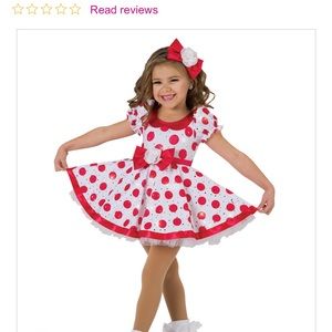 Worn once girls dance costume-red polka dot tap costume